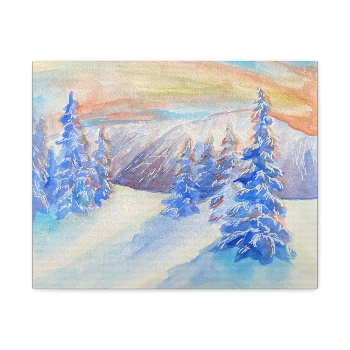 Matte Canvas Print - Winter Wonderland Watercolor Landscape Painting