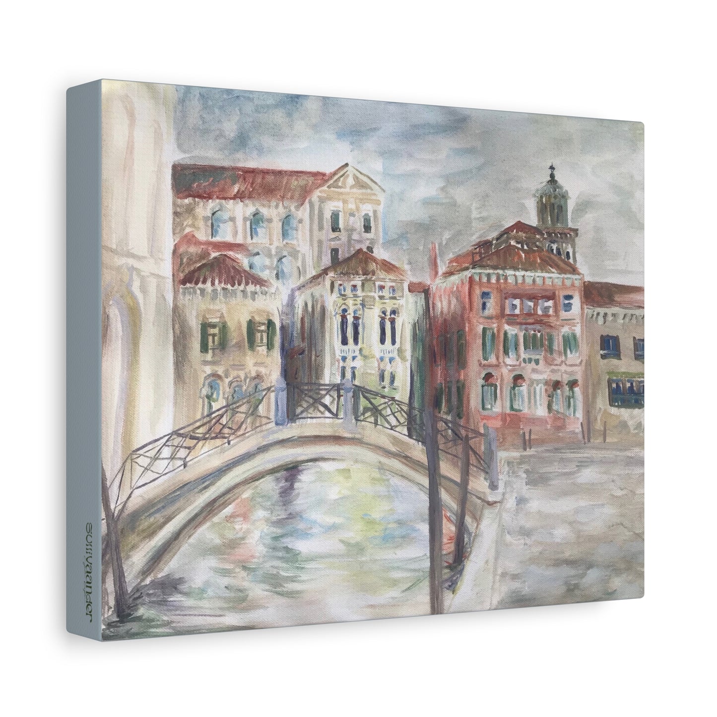 Matte Canvas Print - Venice, Italy, Canal & City Landscape Plein-Air Oil Painting