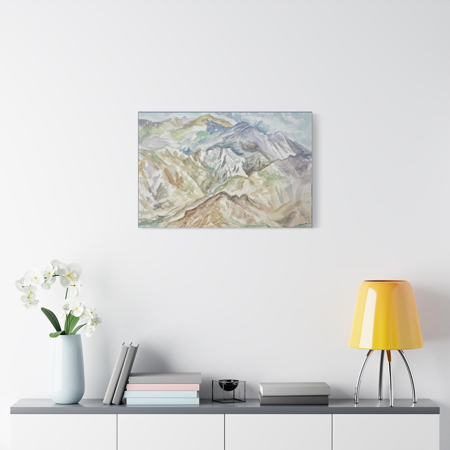 Matte Canvas Print - Watercolor Painting of Himalayan Mountains
