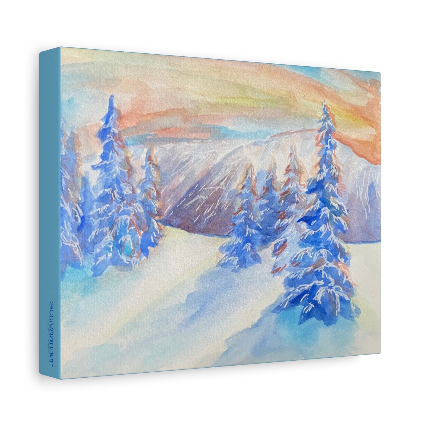 Matte Canvas Print - Winter Wonderland Watercolor Landscape Painting