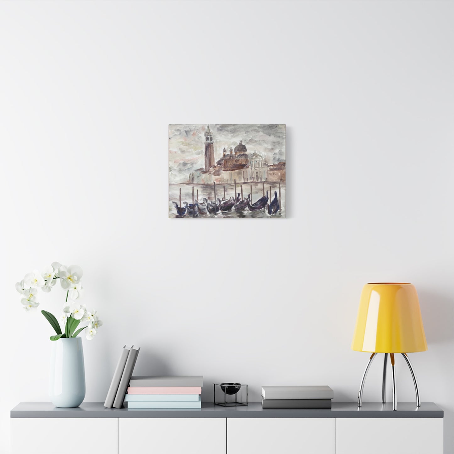 Matte Canvas Print - Venetian Gondola, Plein-Air Oil Painting, Venice Italy