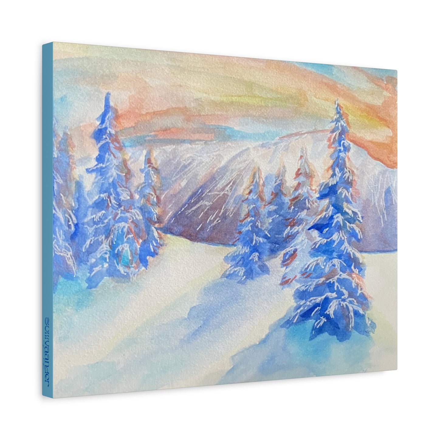Matte Canvas Print - Winter Wonderland Watercolor Landscape Painting