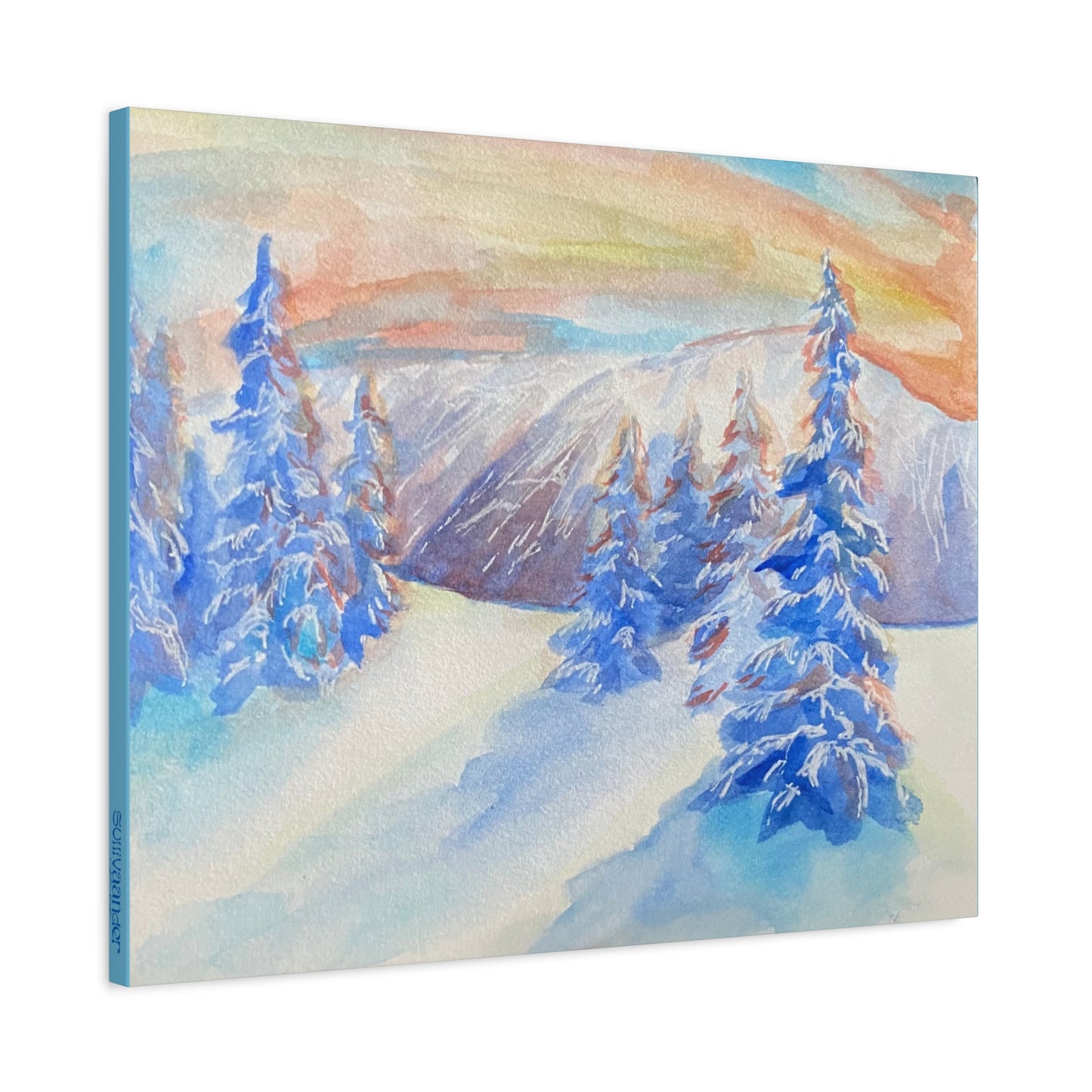 Matte Canvas Print - Winter Wonderland Watercolor Landscape Painting