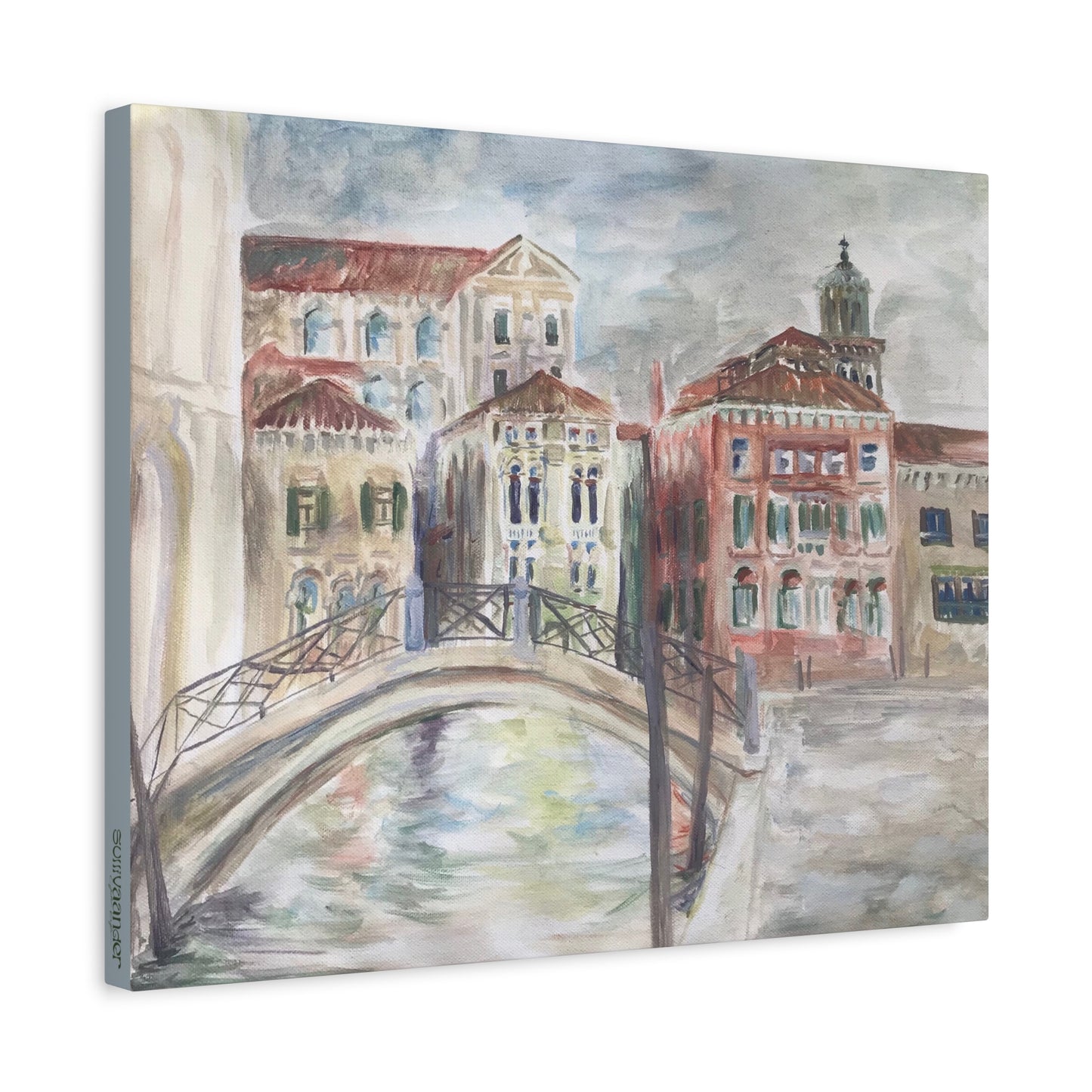 Matte Canvas Print - Venice, Italy, Canal & City Landscape Plein-Air Oil Painting