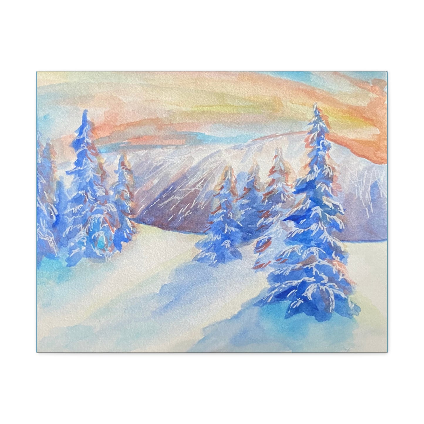 Matte Canvas Print - Winter Wonderland Watercolor Landscape Painting