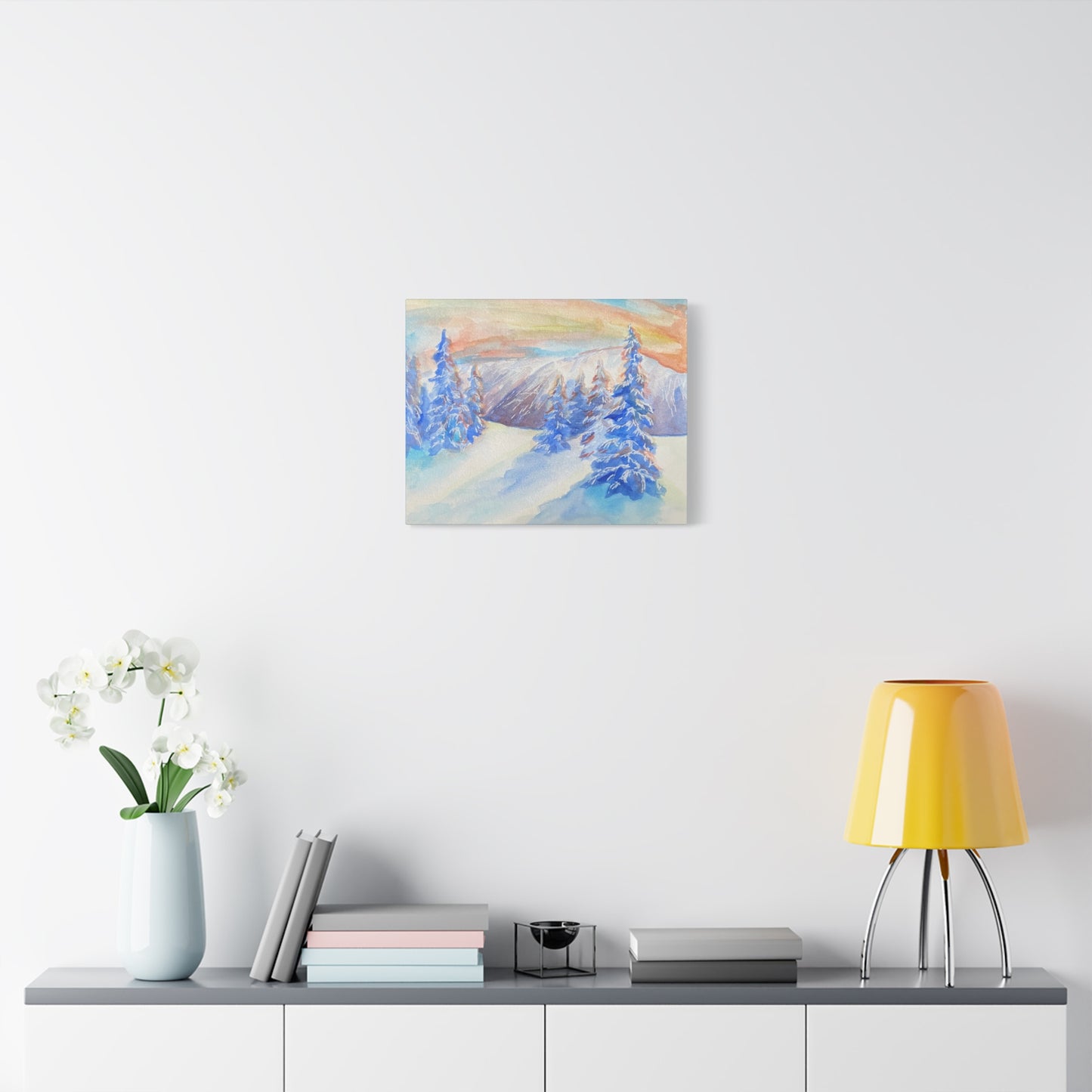 Matte Canvas Print - Winter Wonderland Watercolor Landscape Painting