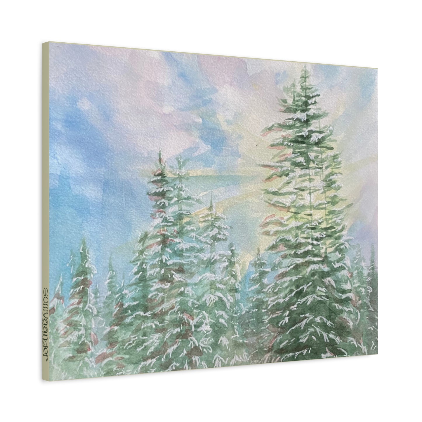 Matte Canvas Print - Sunlight Through Trees Watercolor Landscape Painting
