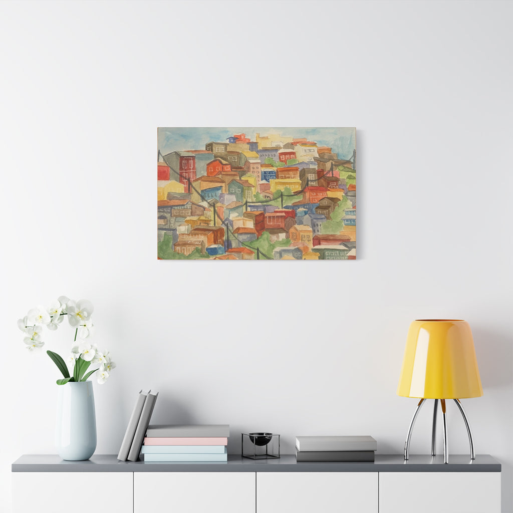 Canvas Print - Valparaíso, Chile Watercolor Painting