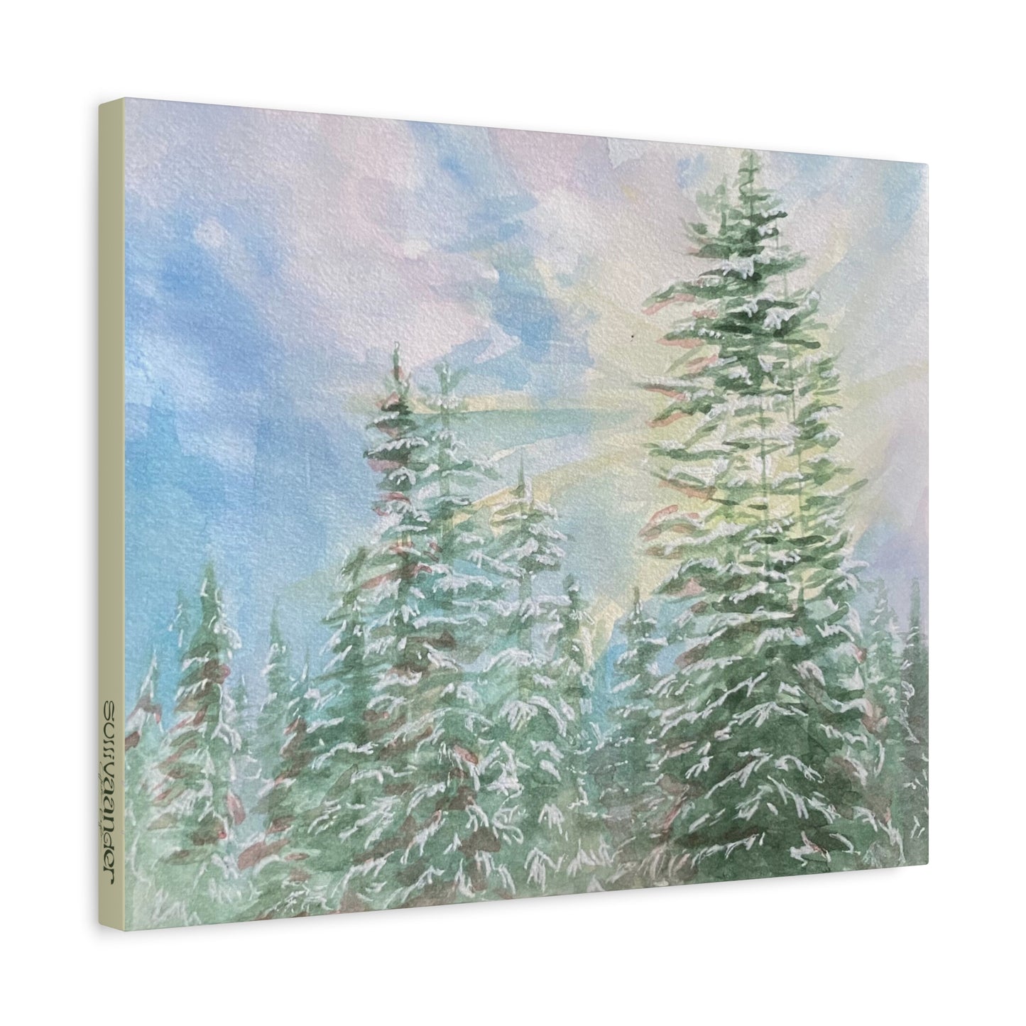 Matte Canvas Print - Sunlight Through Trees Watercolor Landscape Painting