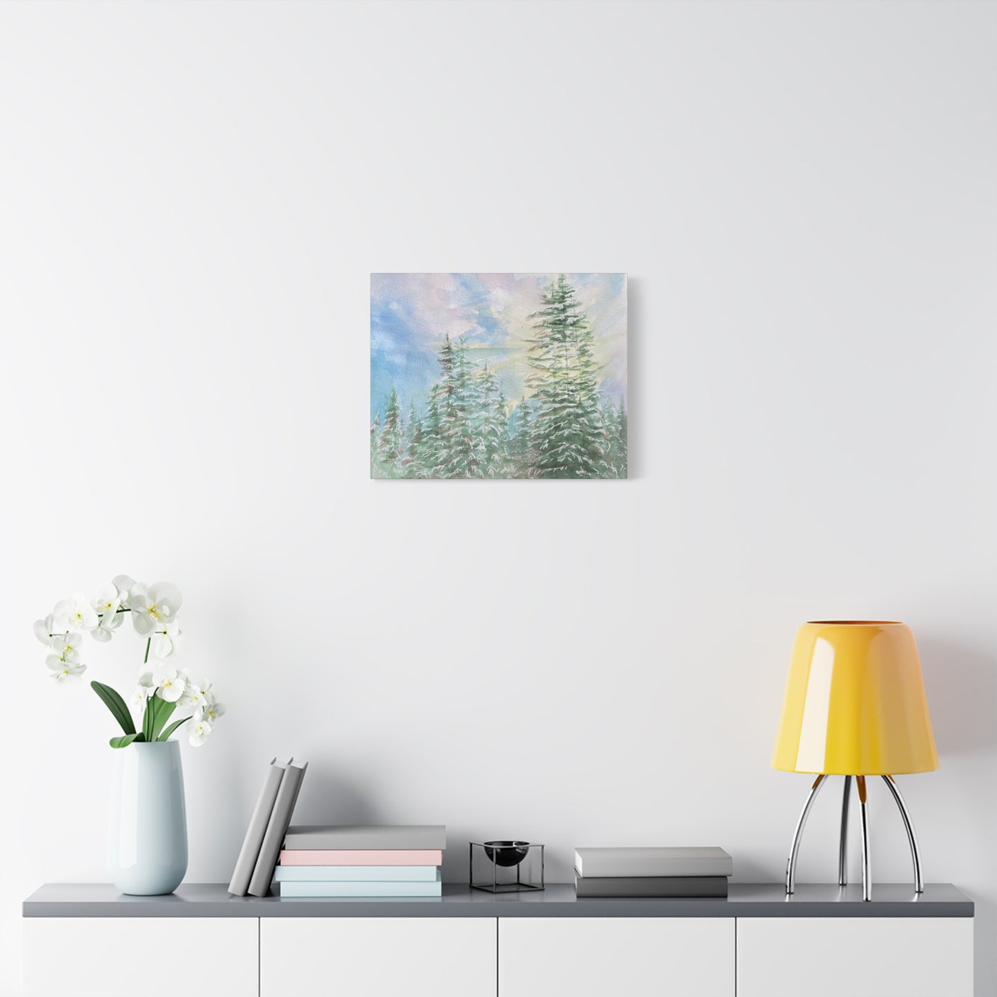 Matte Canvas Print - Sunlight Through Trees Watercolor Landscape Painting