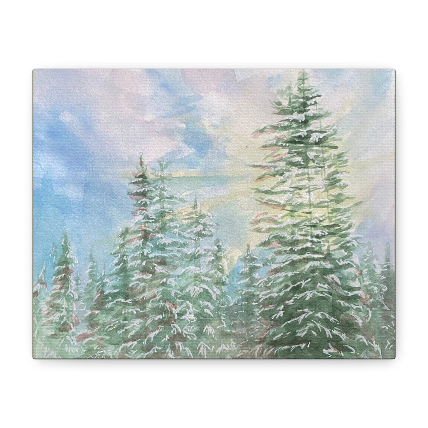 Matte Canvas Print - Sunlight Through Trees Watercolor Landscape Painting