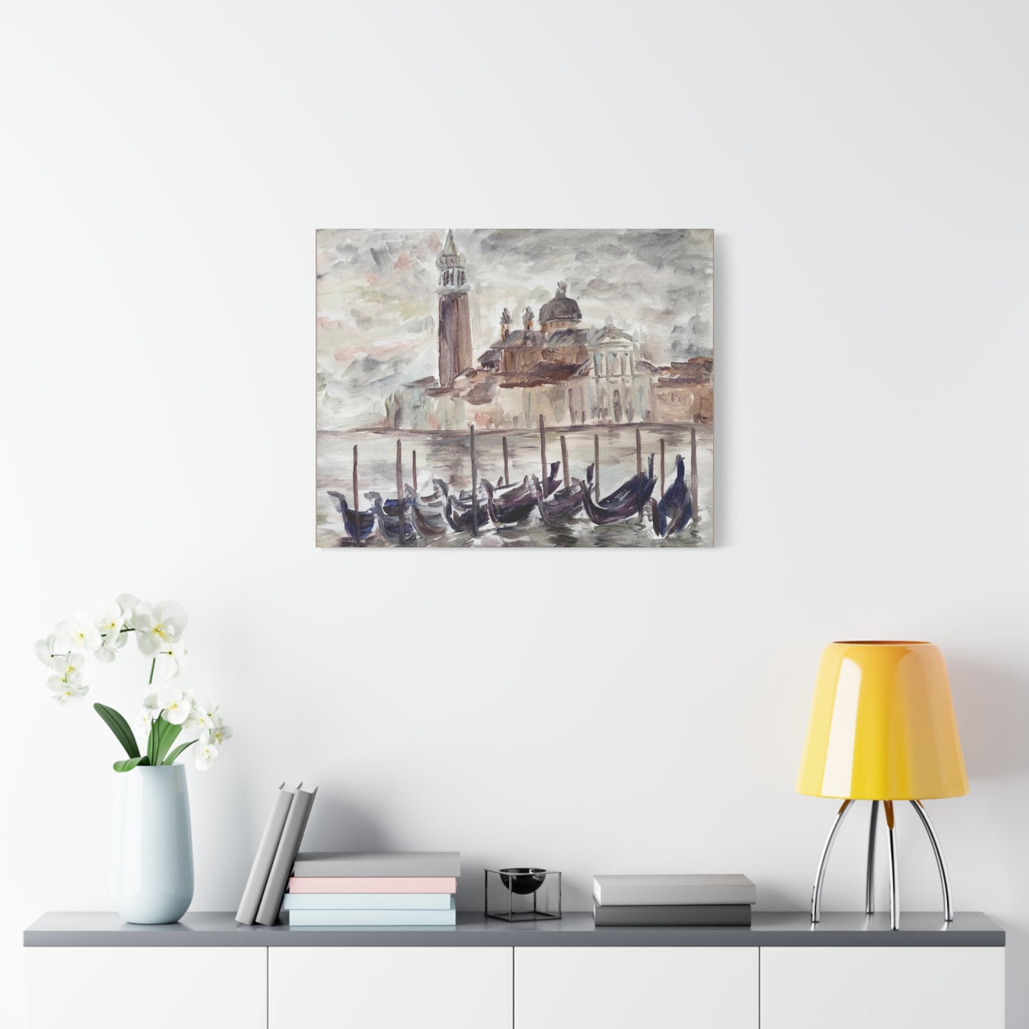 Matte Canvas Print - Venetian Gondola, Plein-Air Oil Painting, Venice Italy