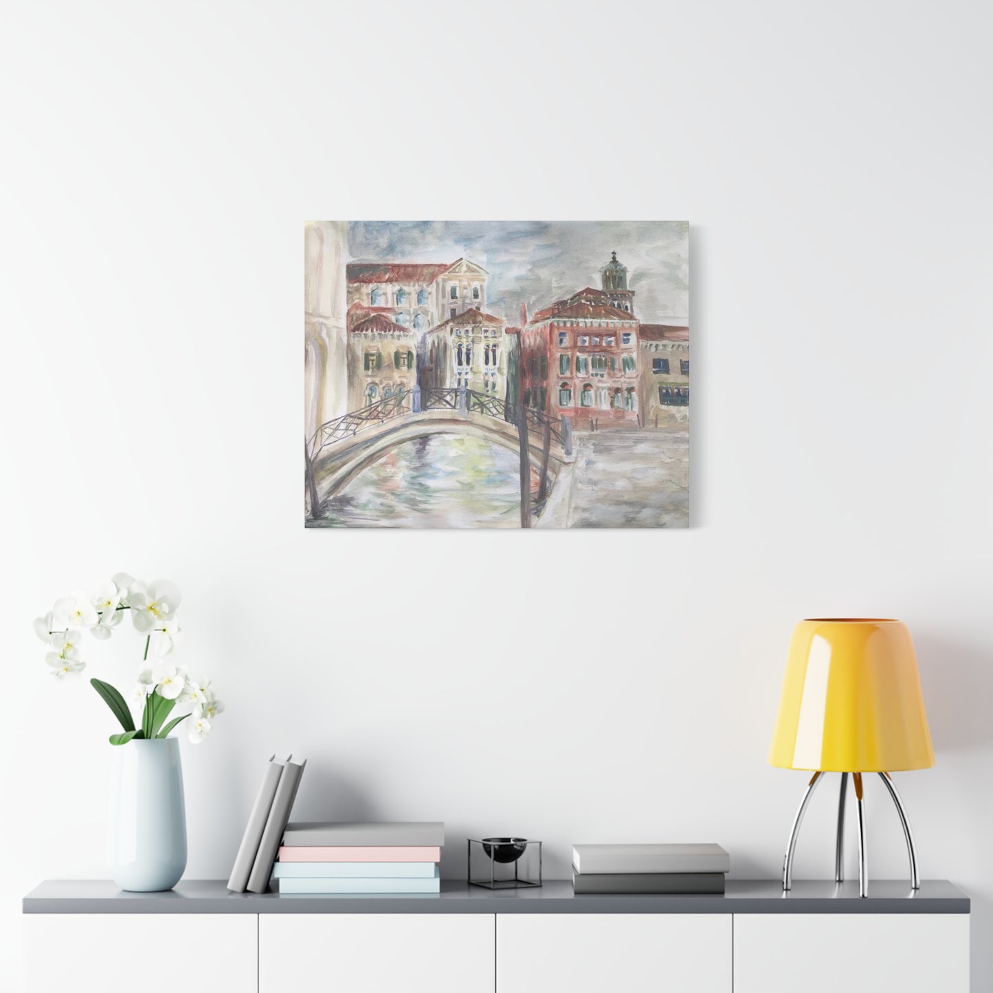 Matte Canvas Print - Venice, Italy, Canal & City Landscape Plein-Air Oil Painting