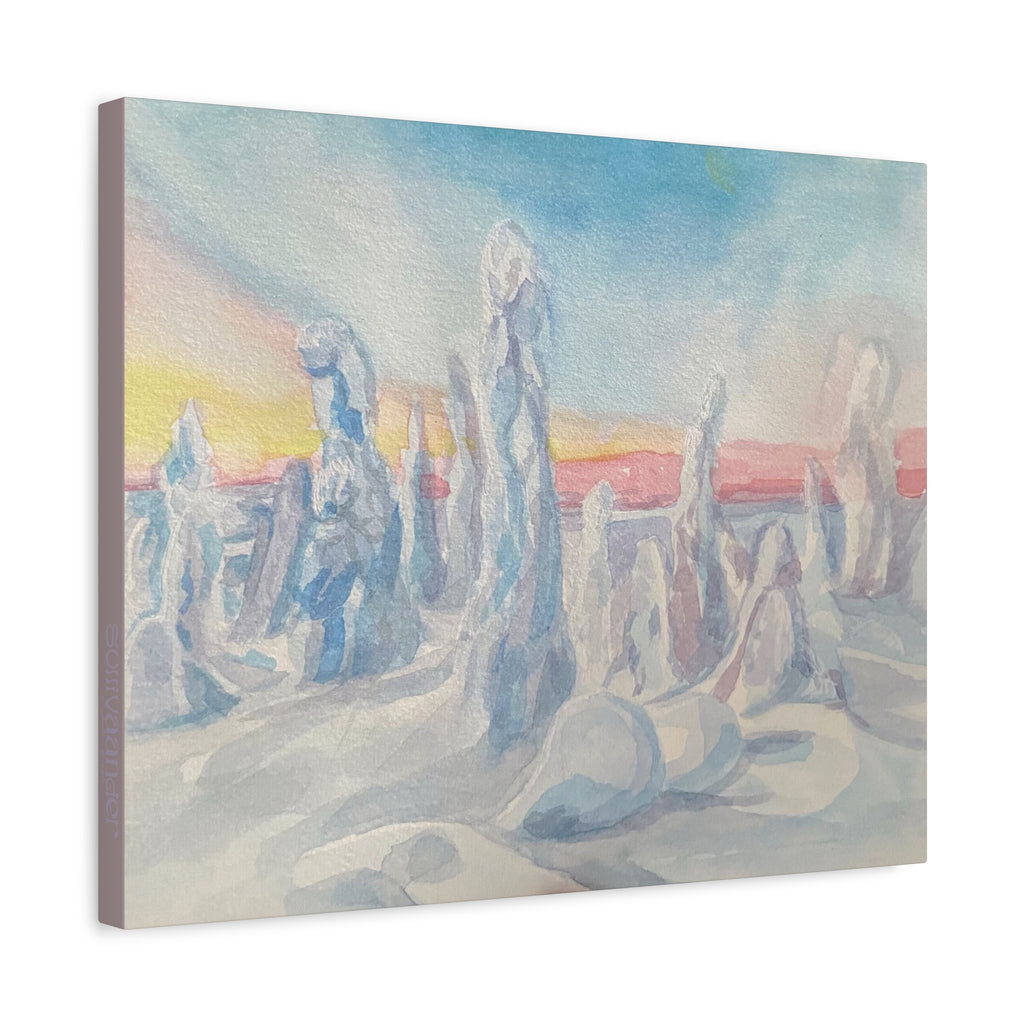 Canvas Print - Winter Whiteout in the Woods Watercolor Landscape