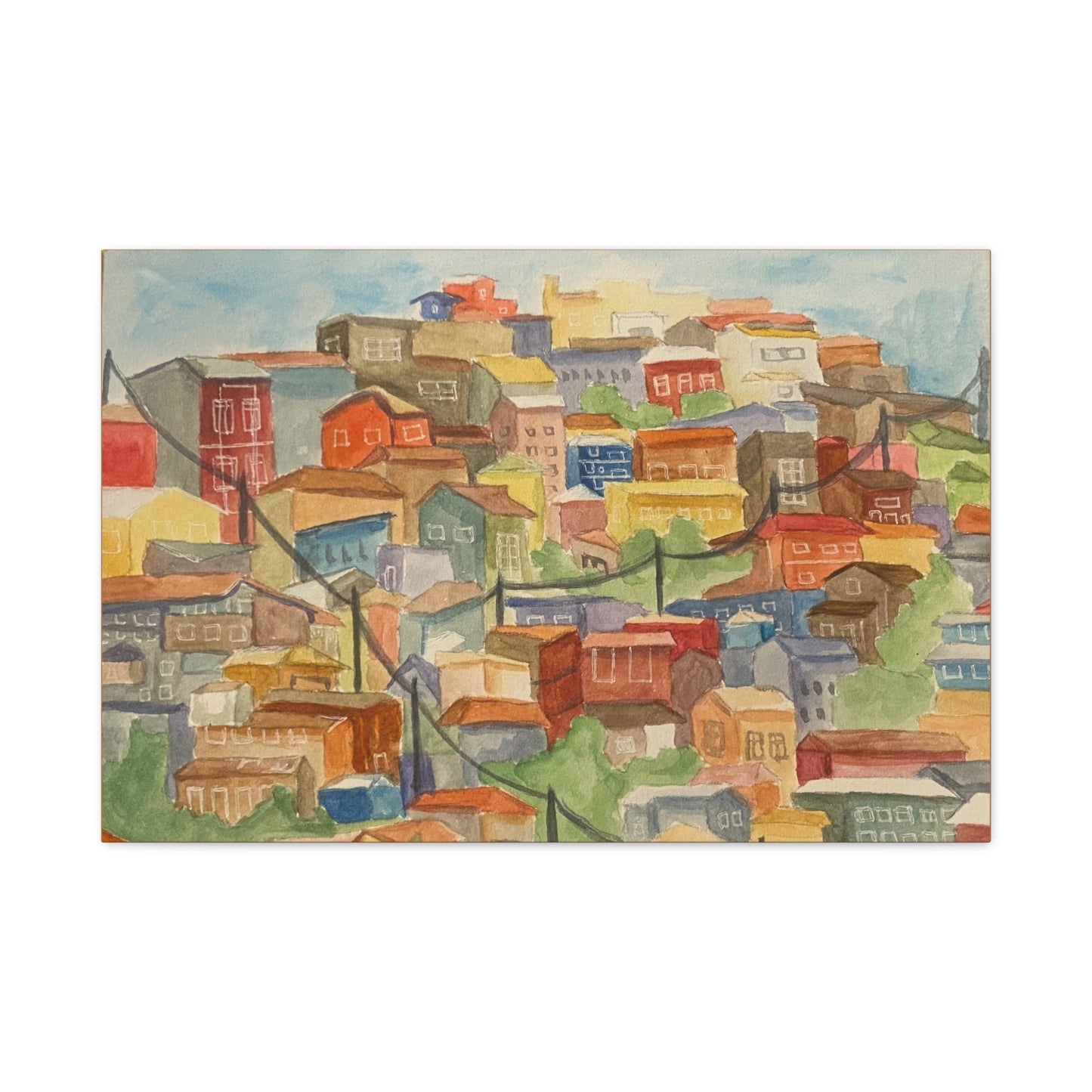 Matte Canvas Print - Valparaíso, Chile Watercolor Painting