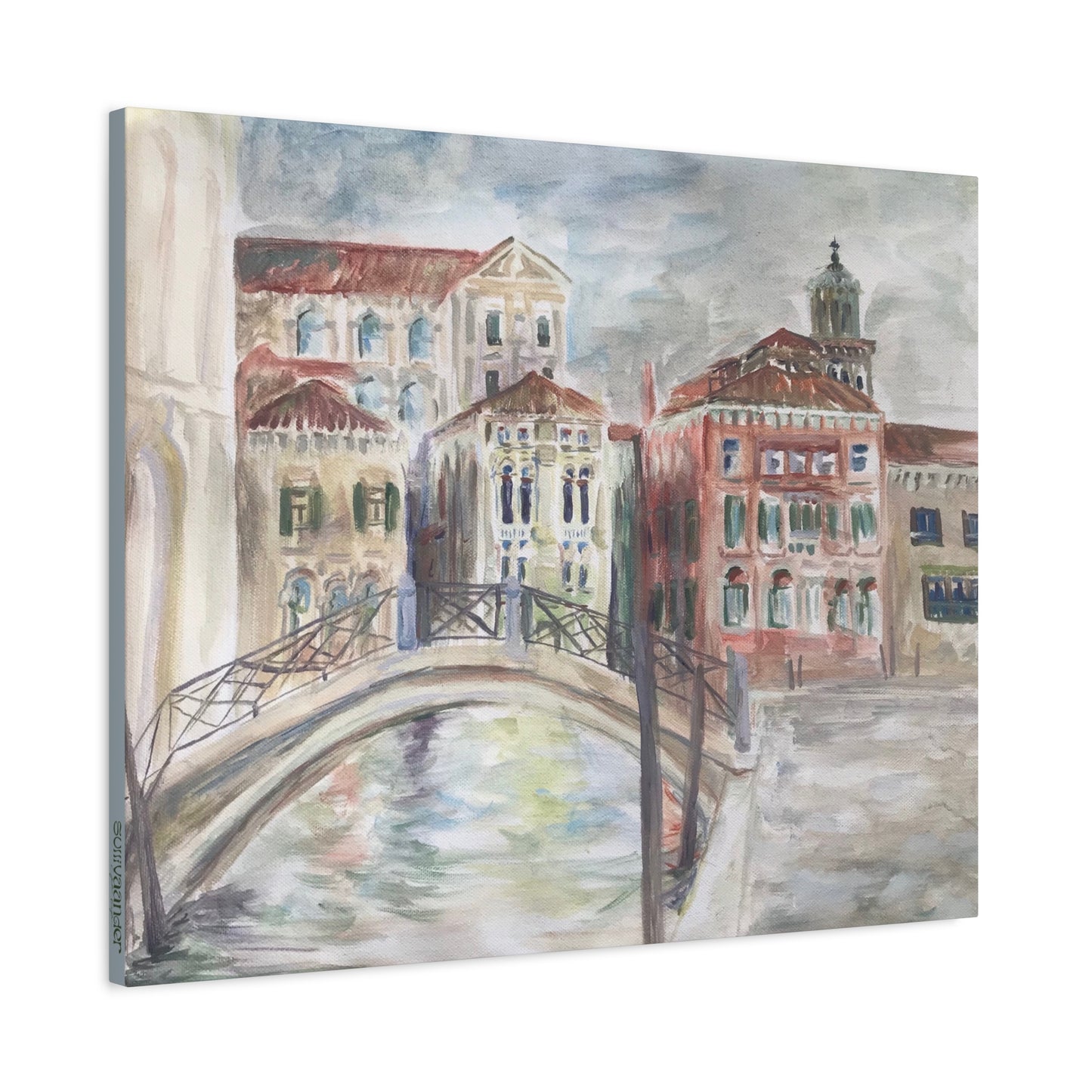 Matte Canvas Print - Venice, Italy, Canal & City Landscape Plein-Air Oil Painting