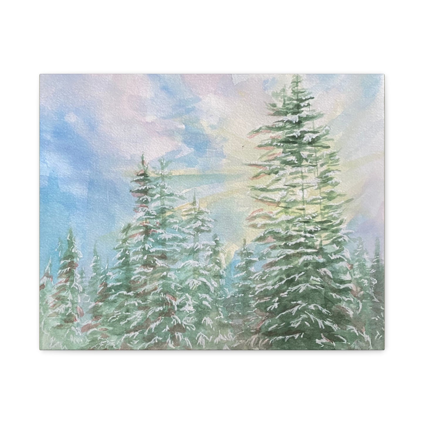 Matte Canvas Print - Sunlight Through Trees Watercolor Landscape Painting