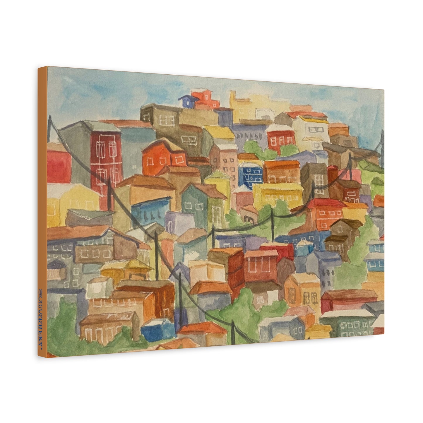 Matte Canvas Print - Valparaíso, Chile Watercolor Painting