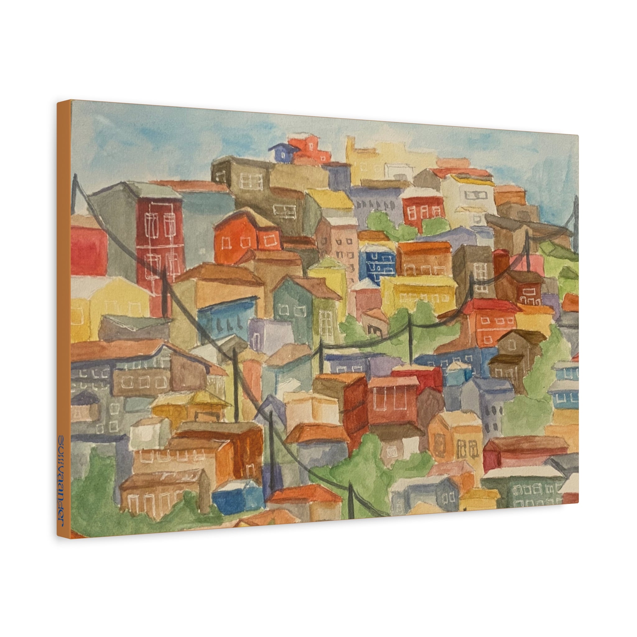 Canvas Print - Valparaíso, Chile Watercolor Painting