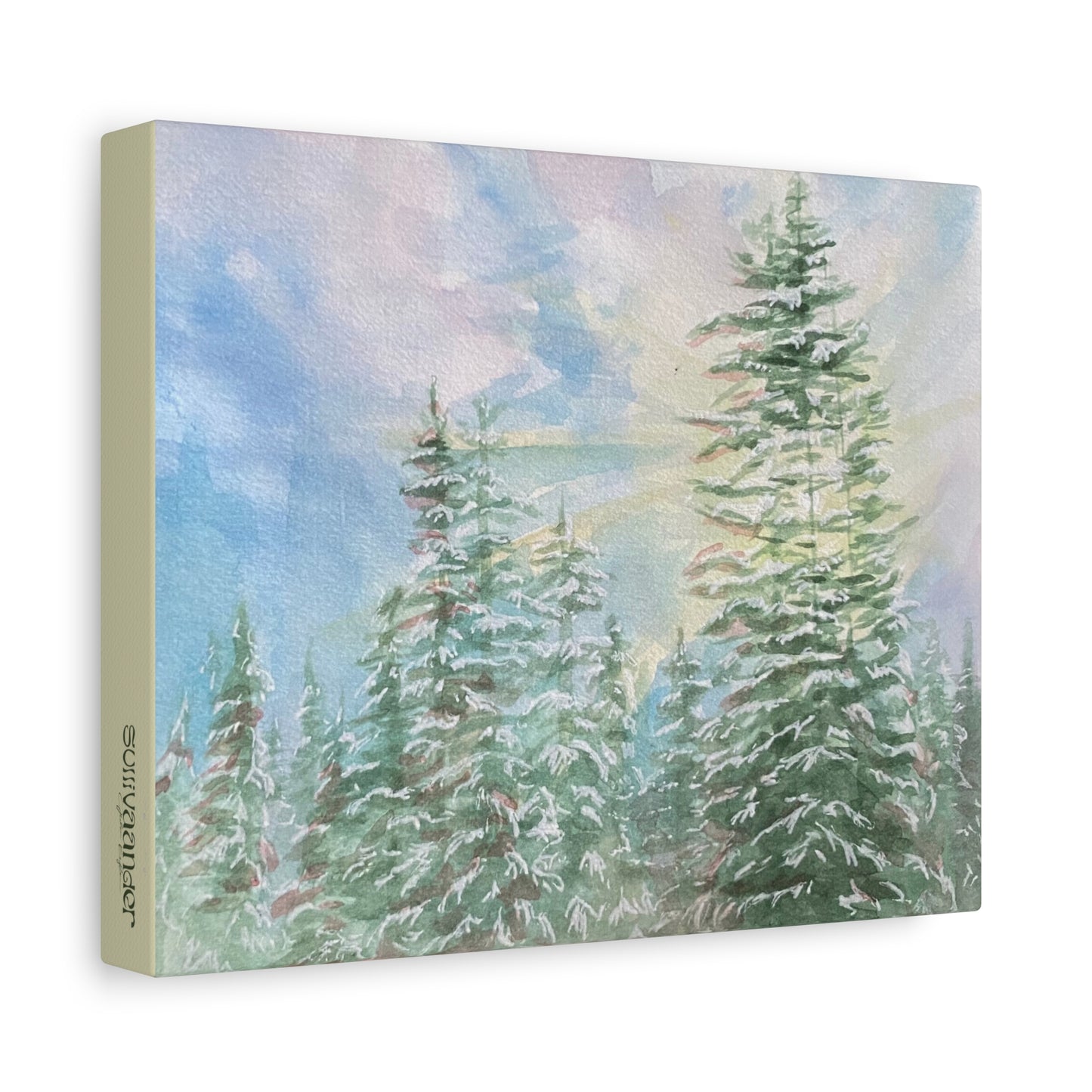 Matte Canvas Print - Sunlight Through Trees Watercolor Landscape Painting