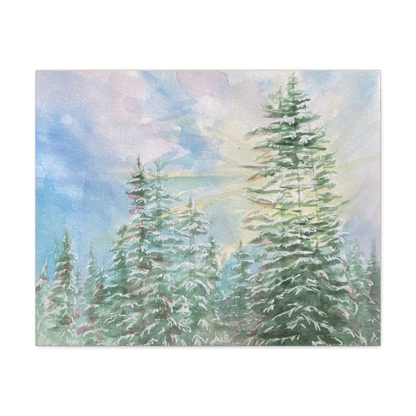 Matte Canvas Print - Sunlight Through Trees Watercolor Landscape Painting