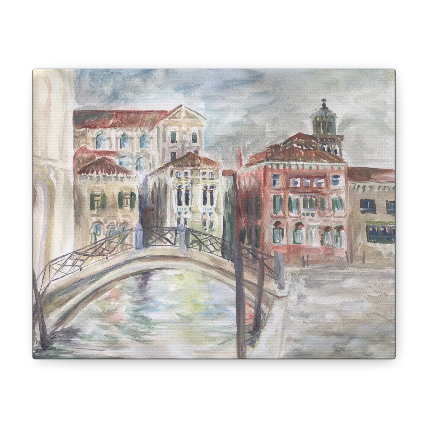 Matte Canvas Print - Venice, Italy, Canal & City Landscape Plein-Air Oil Painting