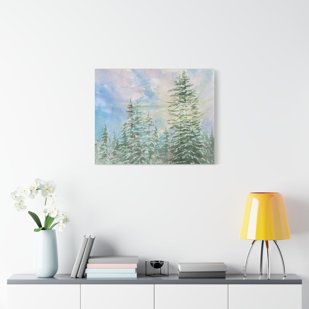 Canvas Print - Sunlight Through Trees Watercolor Landscape Painting