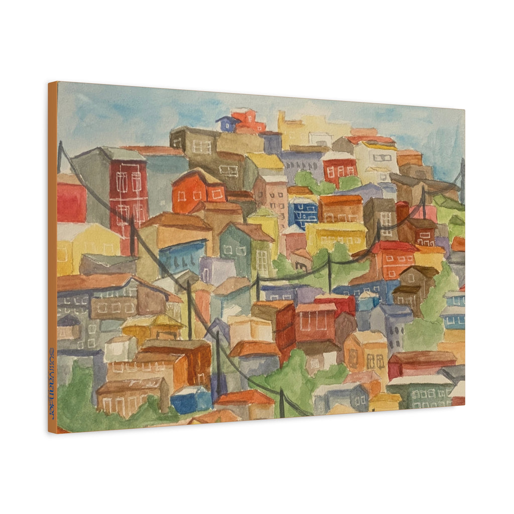 Canvas Print - Valparaíso, Chile Watercolor Painting