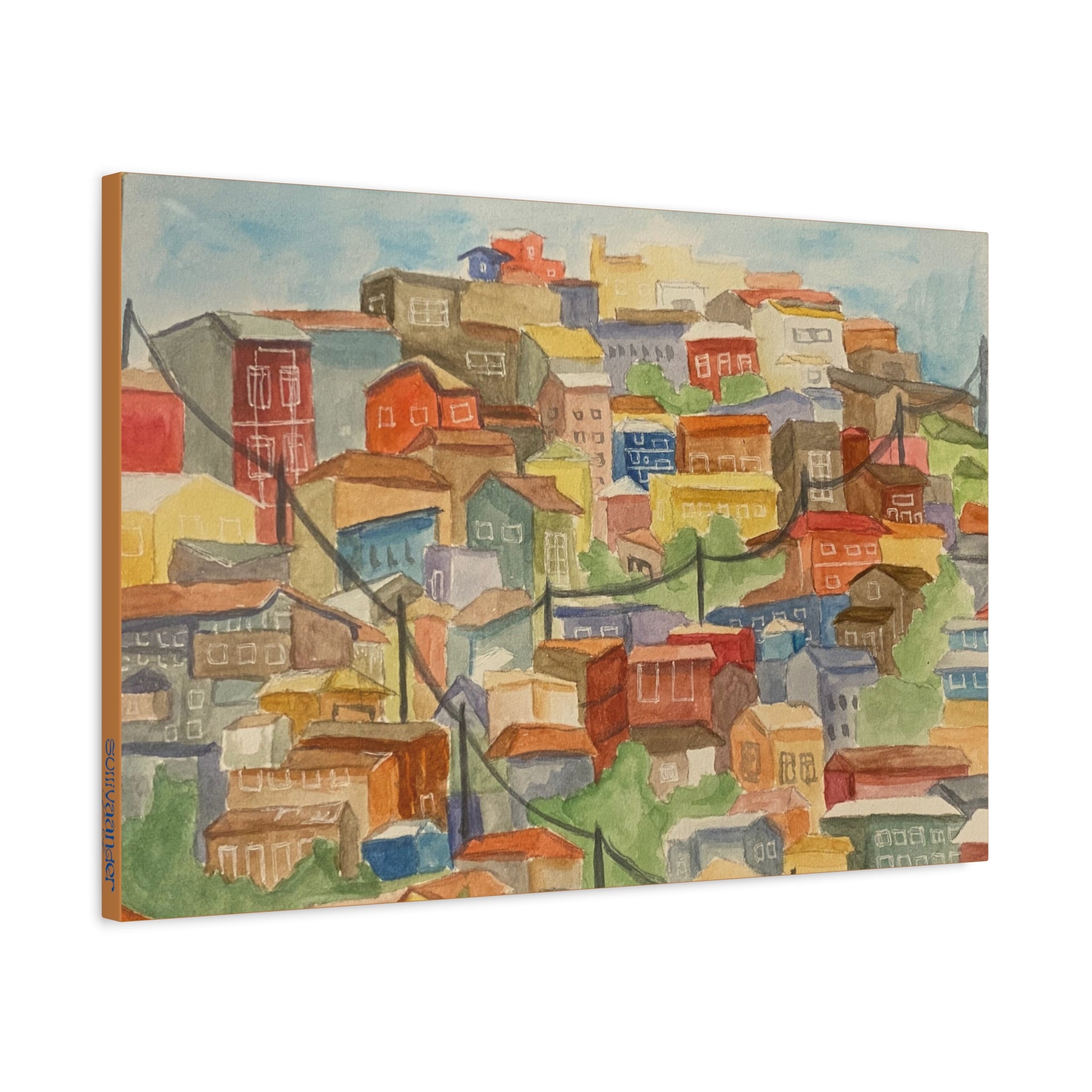 Canvas Print - Valparaíso, Chile Watercolor Painting