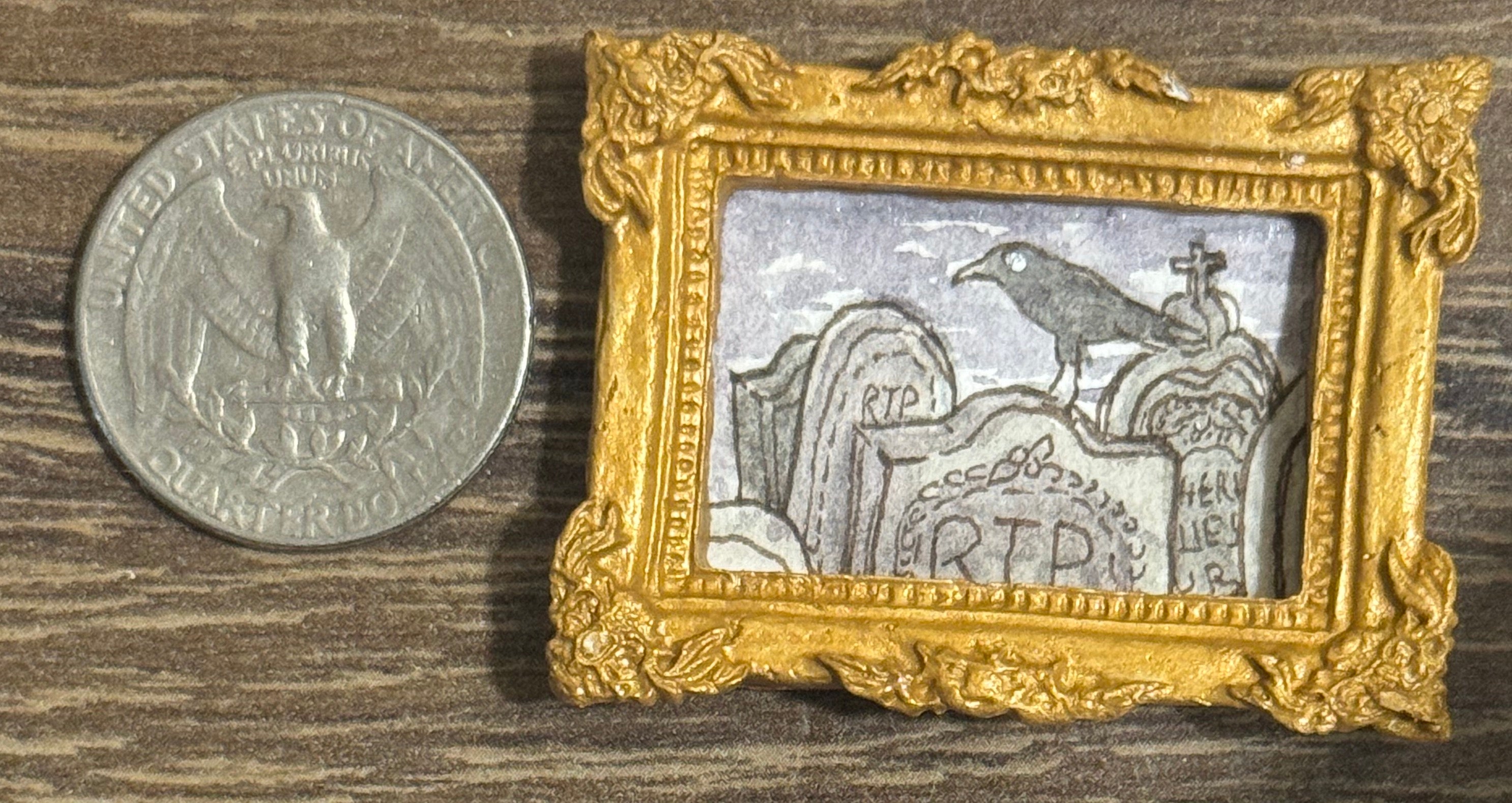 Mini Painting - Raven in a Graveyard